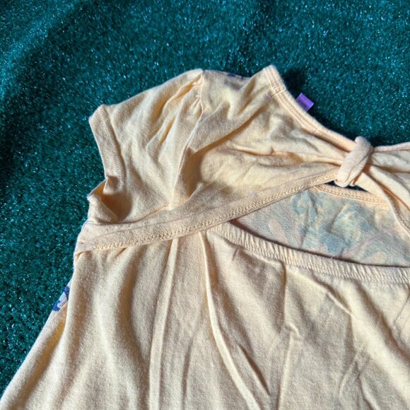 Sugar Tart Short Sleeve Mustard Multicolor Butterfly Cute Top Shirt Size M 10-12 - Picture 13 of 14